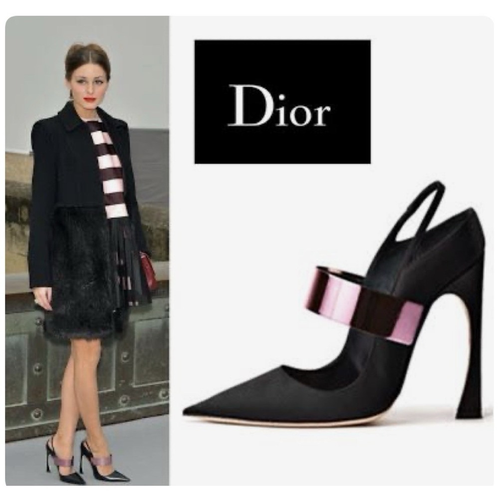 Cristian Dior Mary Jane pump high stiletto heel Black Pink Strap Size 38.5